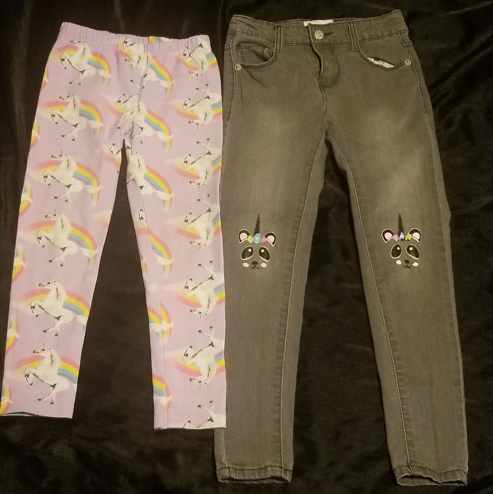 Girls Unicorn Pants - 2 pairs